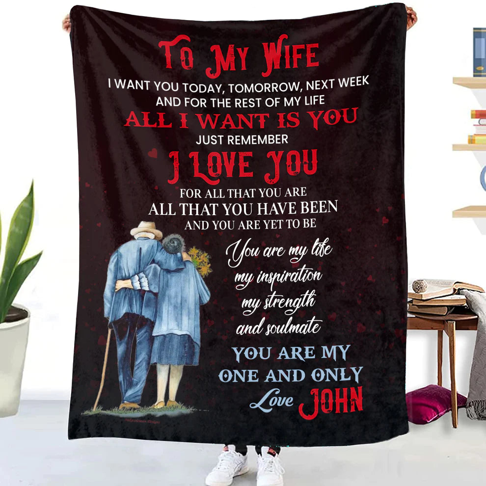 To My Wife-All I Want Is-Personalized Premium Mink Sherpa Blanket 50x60
