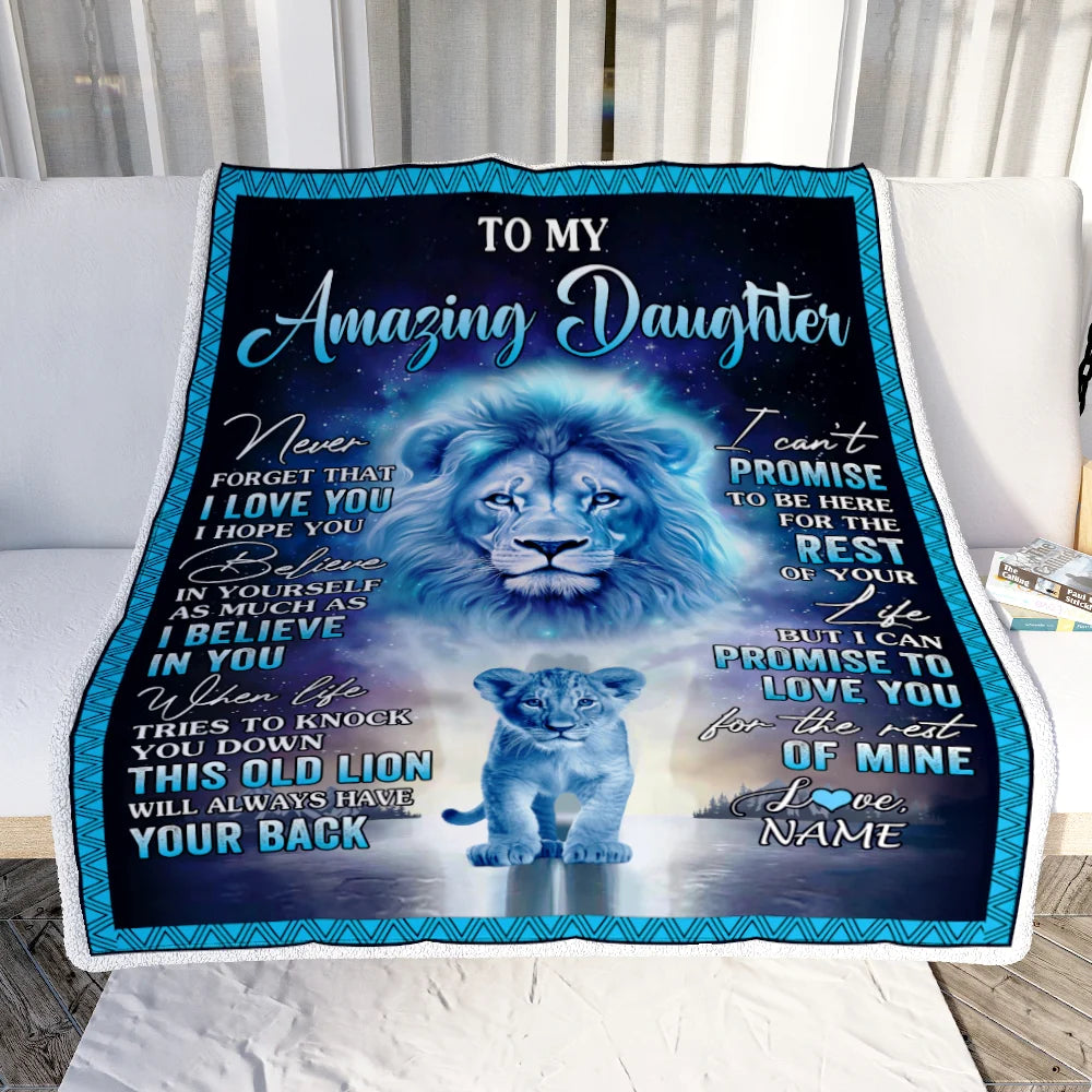 To My Amazing Daughter This Old Lion Will Always Have Your Back-Love Dad Premium Mink Sherpa Blanket 50x60 SALE price $49.95 USD