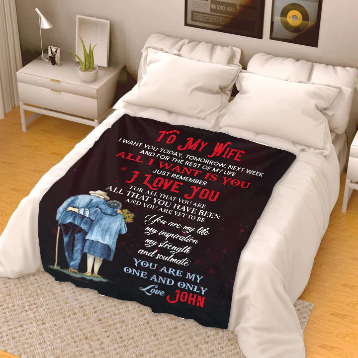 To My Wife-All I Want Is-Personalized Premium Mink Sherpa Blanket 50x60
