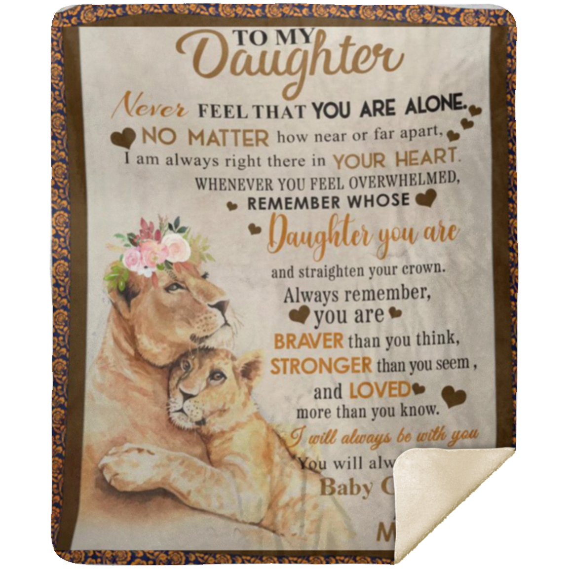 To My Daughter-Naver Feel That You Are -Premium Mink Sherpa Blanket 50x60 SALE price $49.95 USD