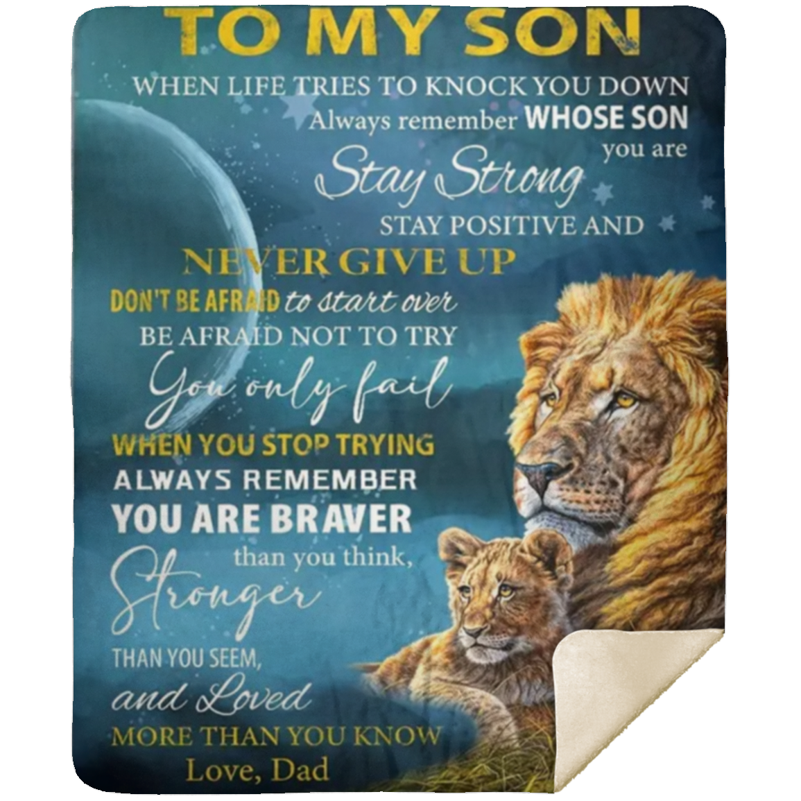 To My Son KNOCK-DAD -Premium Mink Sherpa Blanket 50x60 SALE price $49.95 USD
