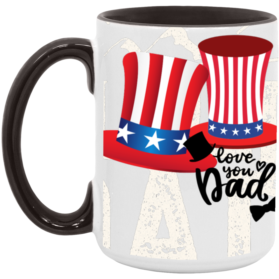 2-HAT AMERICAN FLAG FOR DAD-15oz. Accent Mug