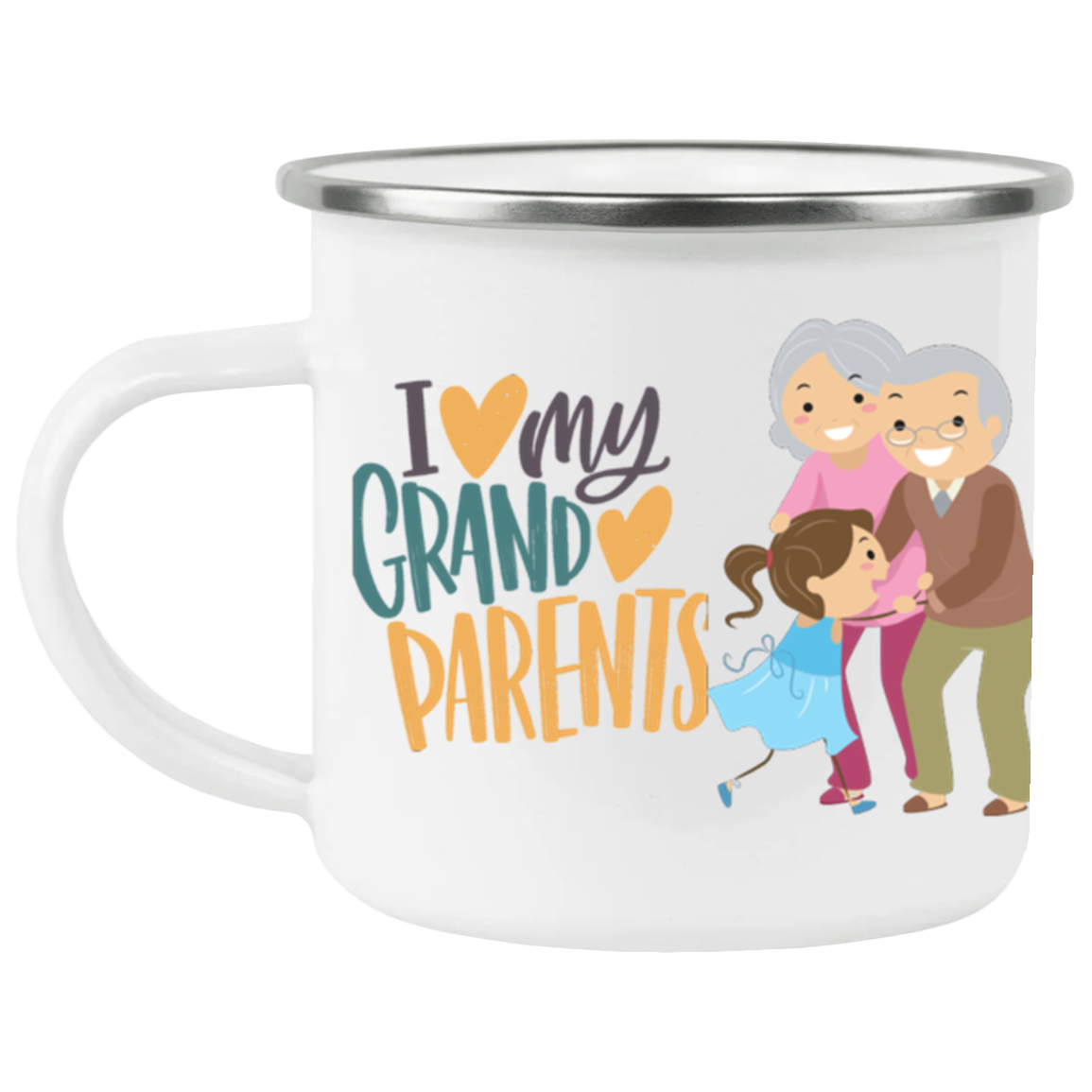 I LOVE MY GRAND PARENTS-12 OZ- Enamel Camping Mug