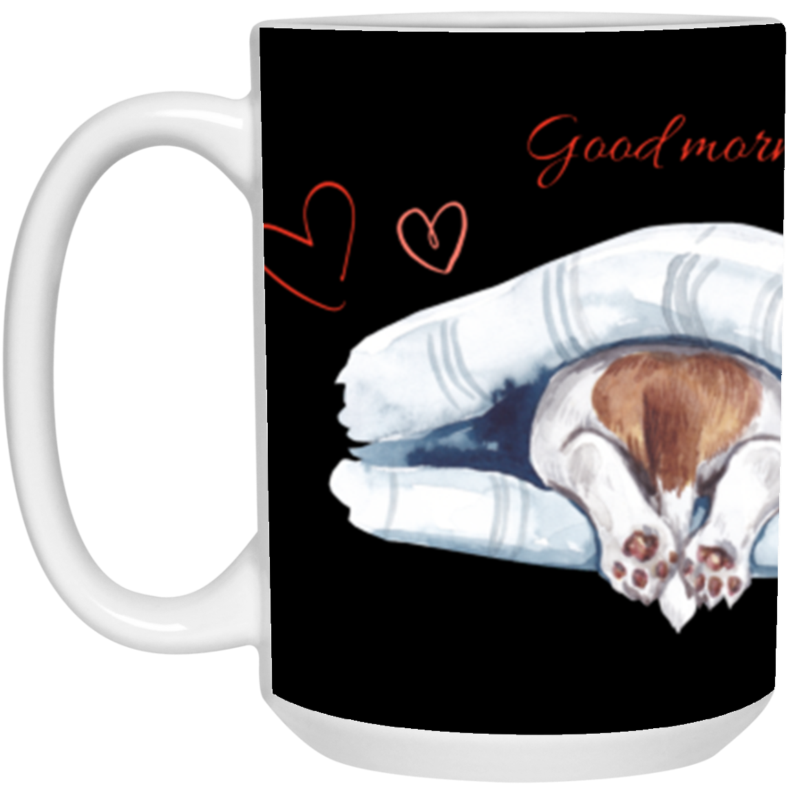 Good morning-Dog 15 oz White Glass Mug