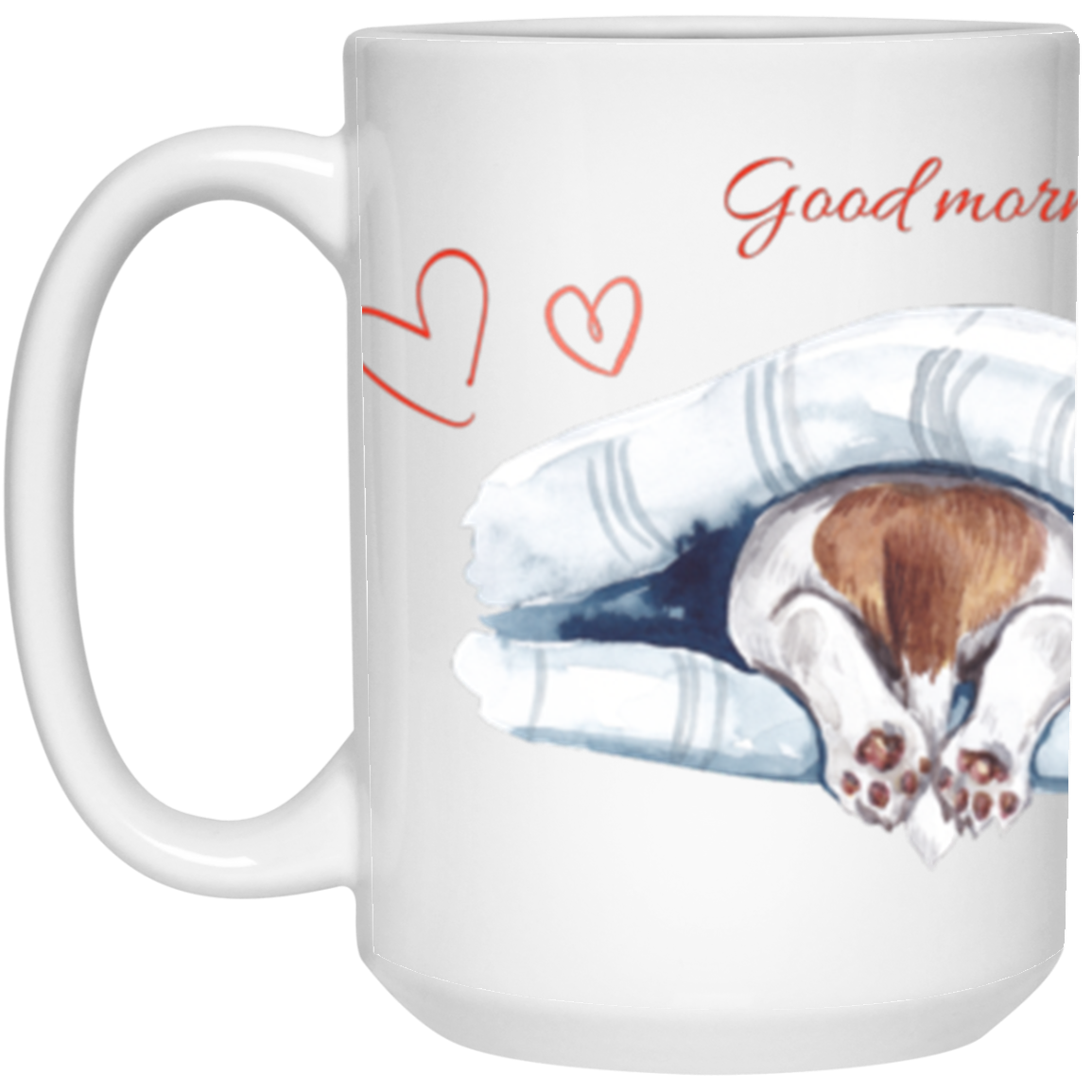 Good morning-Dog 15 oz White Glass Mug