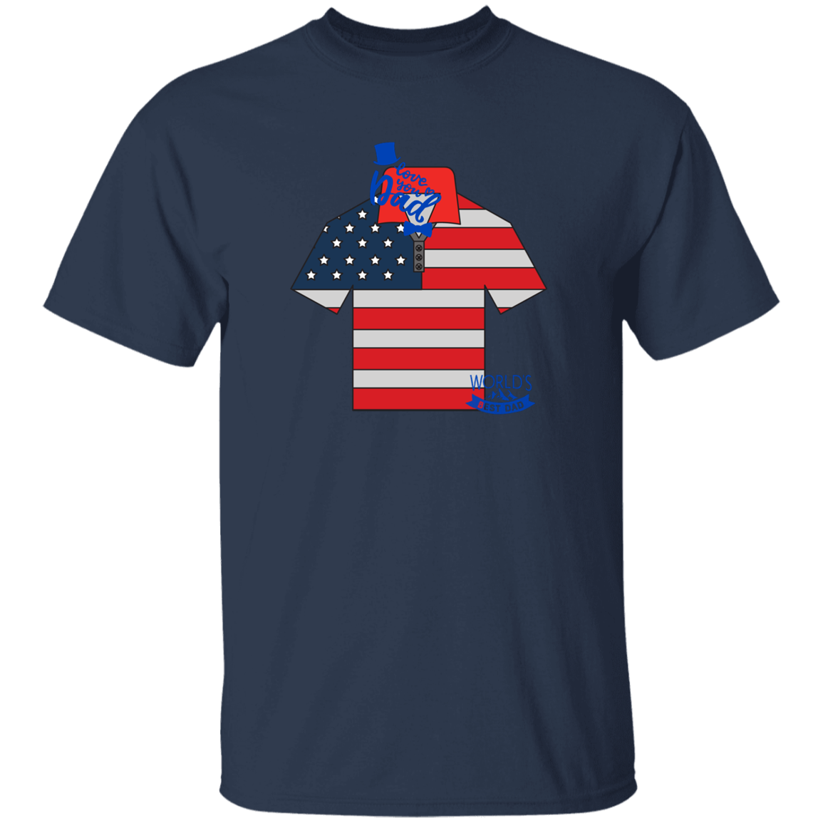 I LOVE U DAD-SHIRT W. FLAG COLOR-T SHIRT