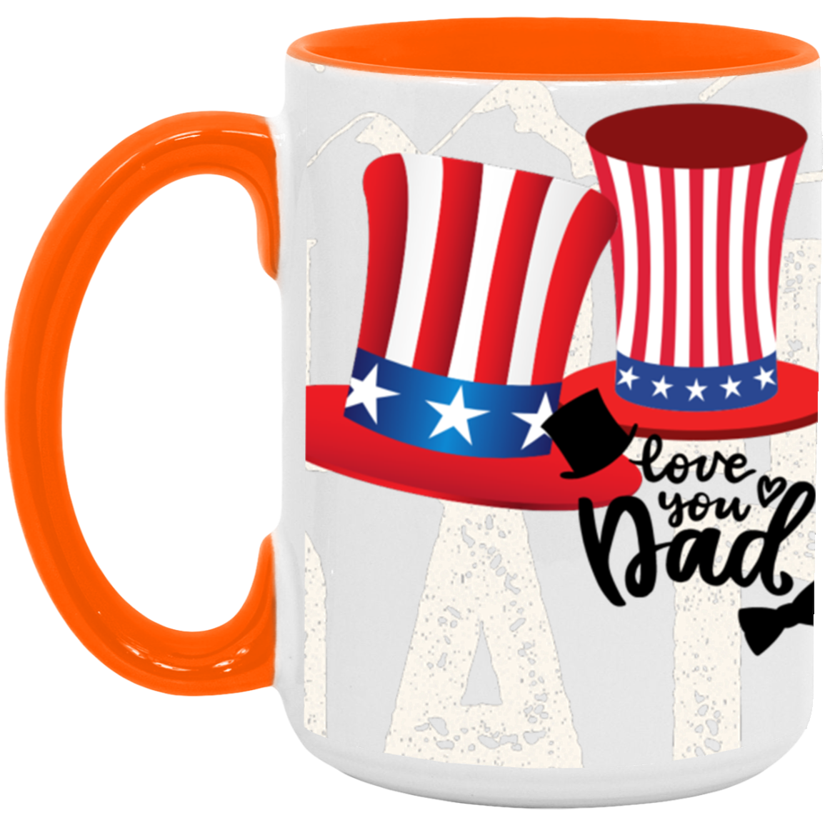 2-HAT AMERICAN FLAG FOR DAD-15oz. Accent Mug