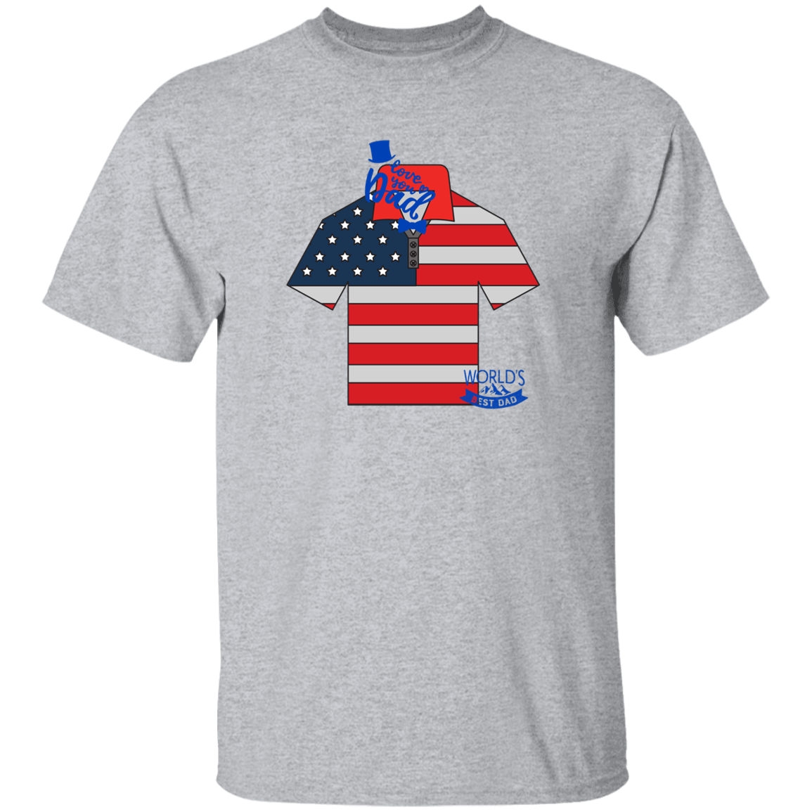 I LOVE U DAD-SHIRT W. FLAG COLOR-T SHIRT