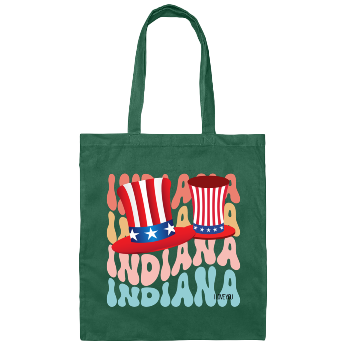 INDIANA STATE Lg. HAT W. FLAG COLOR-Cotton Canvas BAG