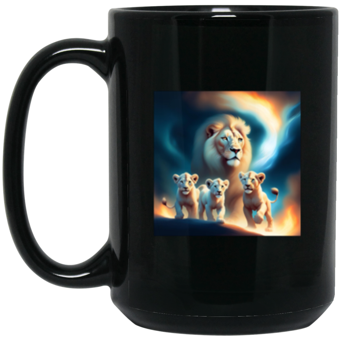 Lion & Cubs I Love My Pet-BM15OZ 15 oz. Black Mug