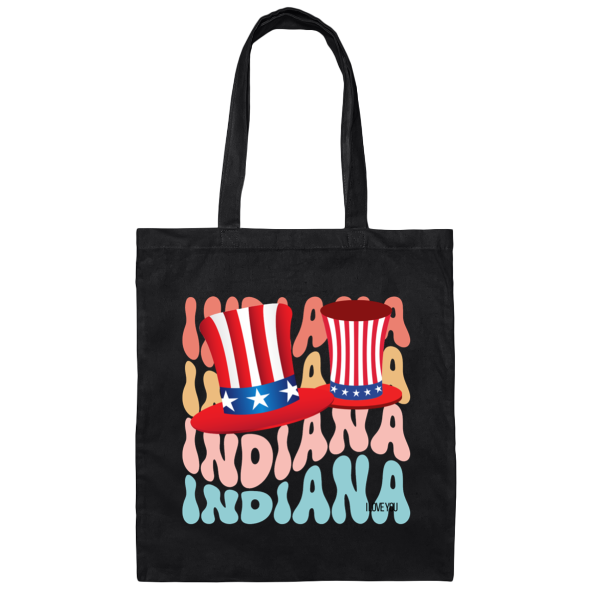 INDIANA STATE Lg. HAT W. FLAG COLOR-Cotton Canvas BAG