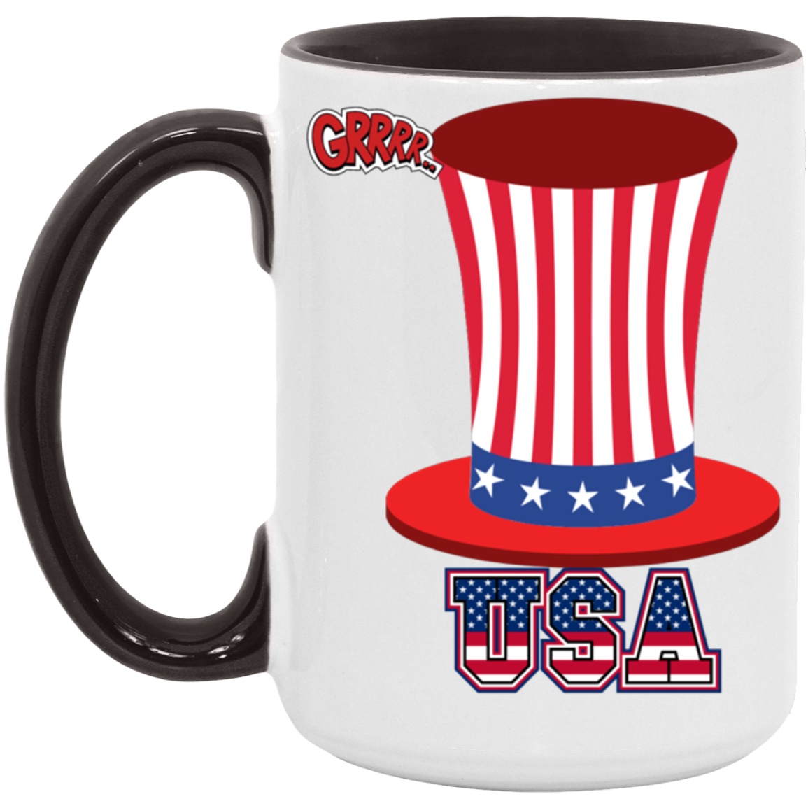 USA HAT LG-FLAG HAT- 15oz. Accent Mug