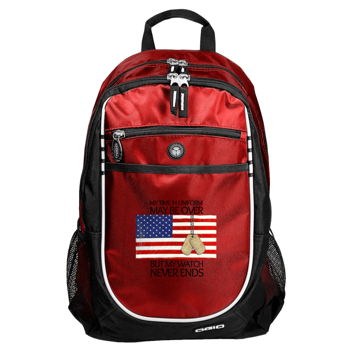 My Time in Uniform May Be Over but My Watch Never Ends-Denier Nylon Padded Backpack Bag