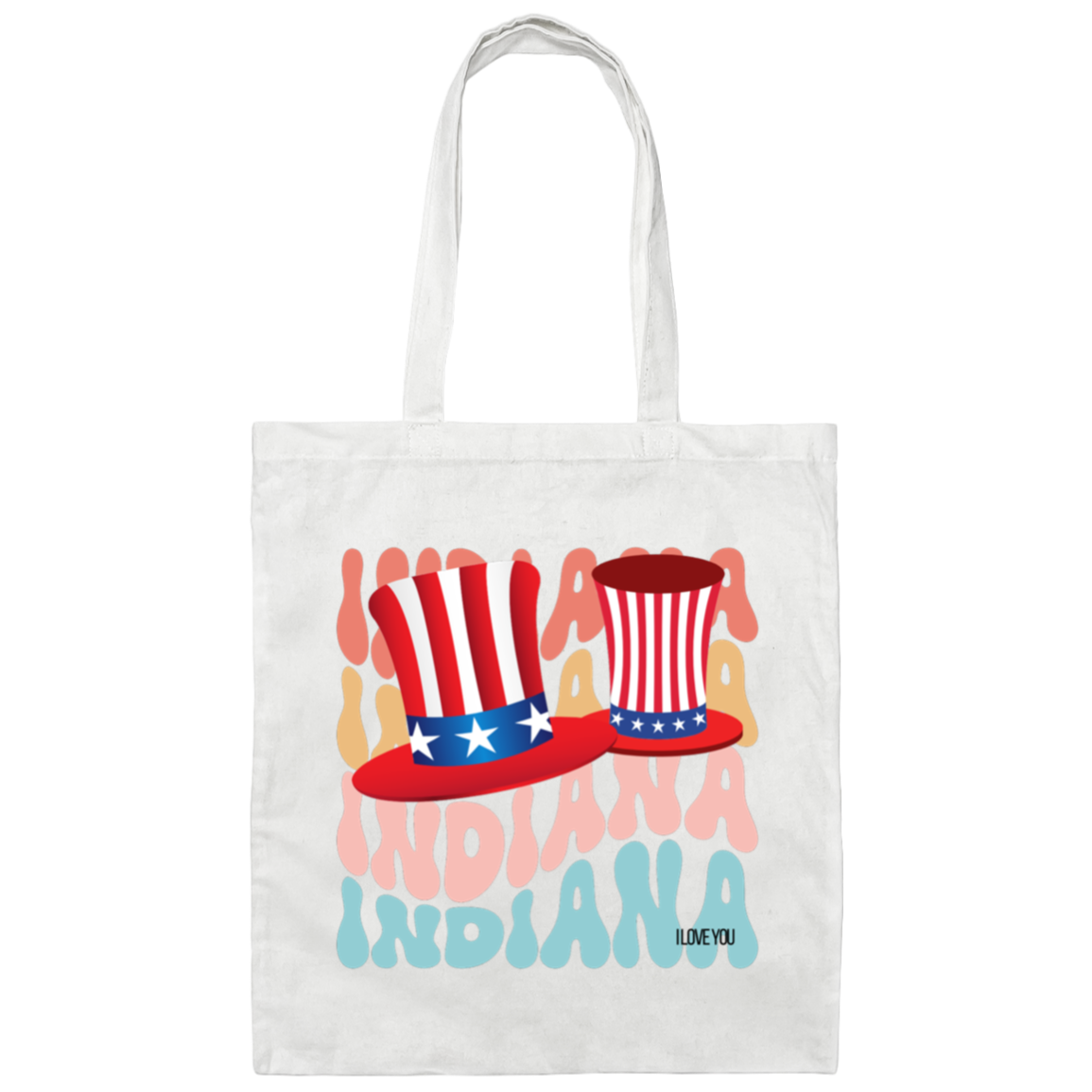 INDIANA STATE Lg. HAT W. FLAG COLOR-Cotton Canvas BAG