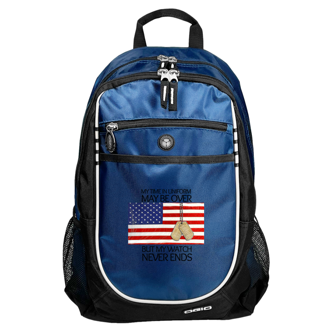 My Time in Uniform May Be Over but My Watch Never Ends-Denier Nylon Padded Backpack Bag