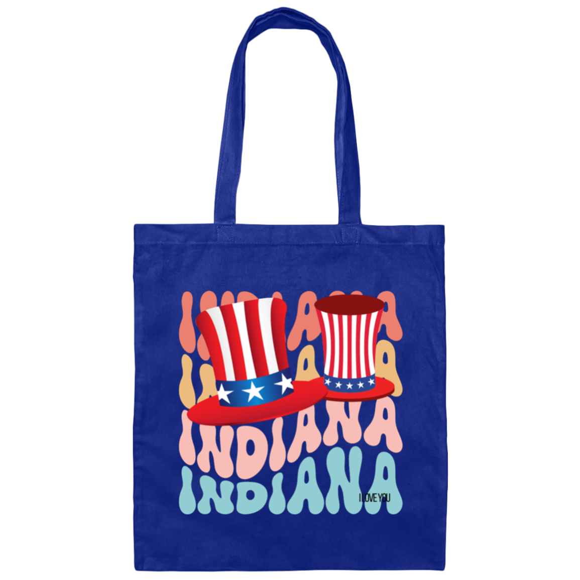 INDIANA STATE Lg. HAT W. FLAG COLOR-Cotton Canvas BAG