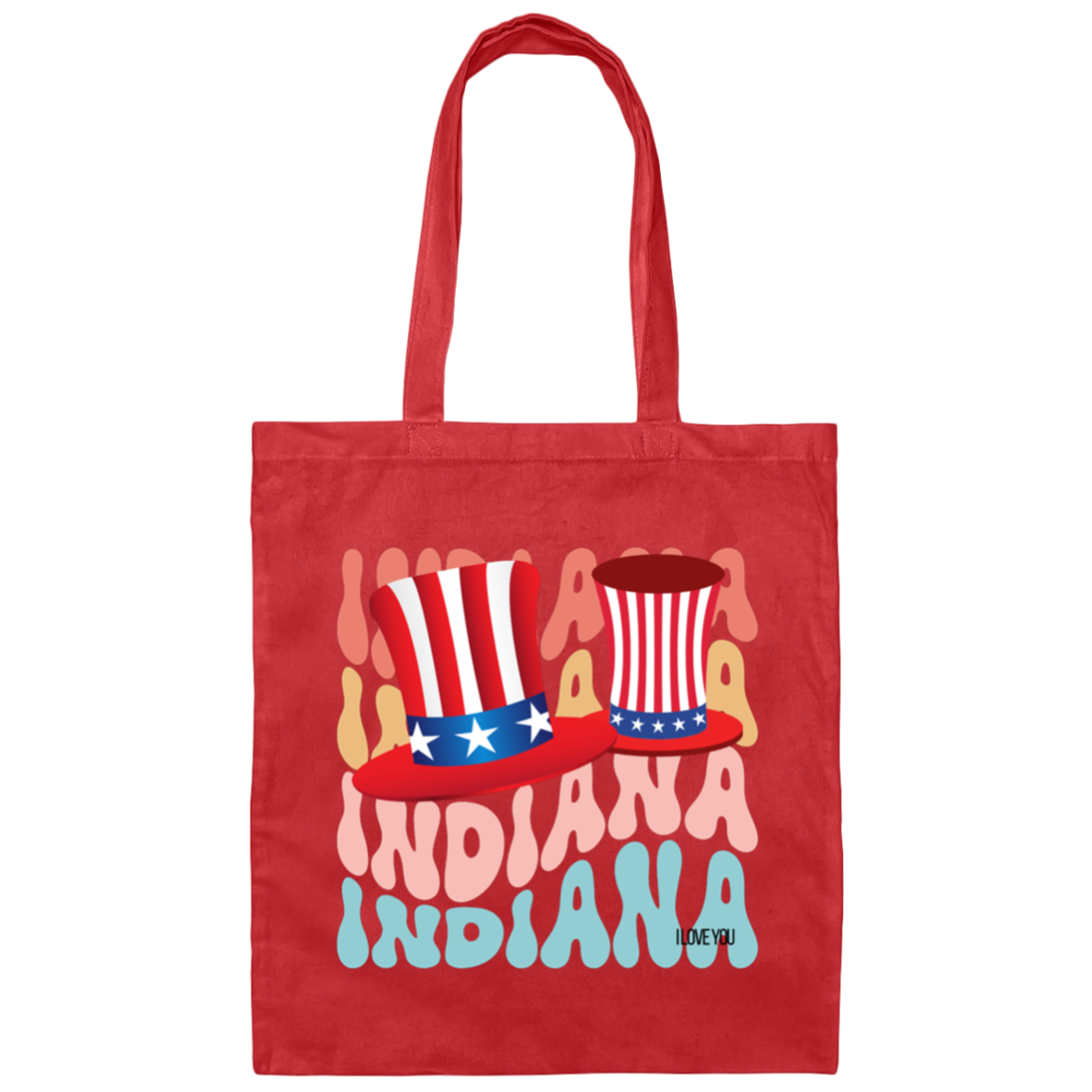 INDIANA STATE Lg. HAT W. FLAG COLOR-Cotton Canvas BAG