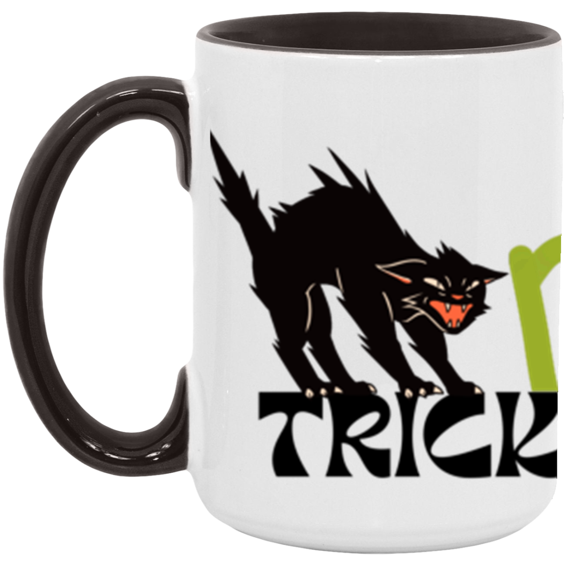 Orange and Black-Cat Pot Of Gold Halloween-15 oz Mug-Cup