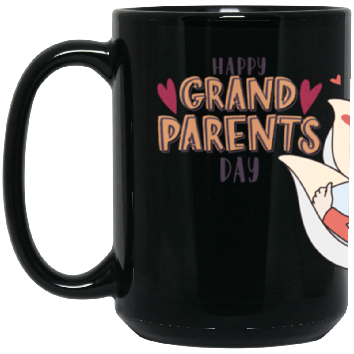 LOVE-HAPPY GRANDPARENTS' DAY -MUG 15 OZ. Black Mug