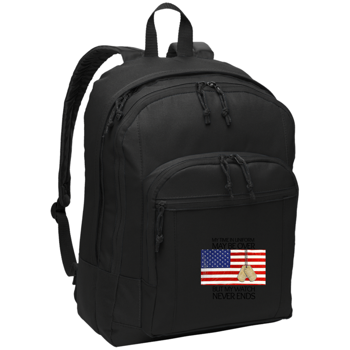 My Time in Uniform May Be Over but My Watch Never Ends-Denier Canvas Padded Backpack Bag