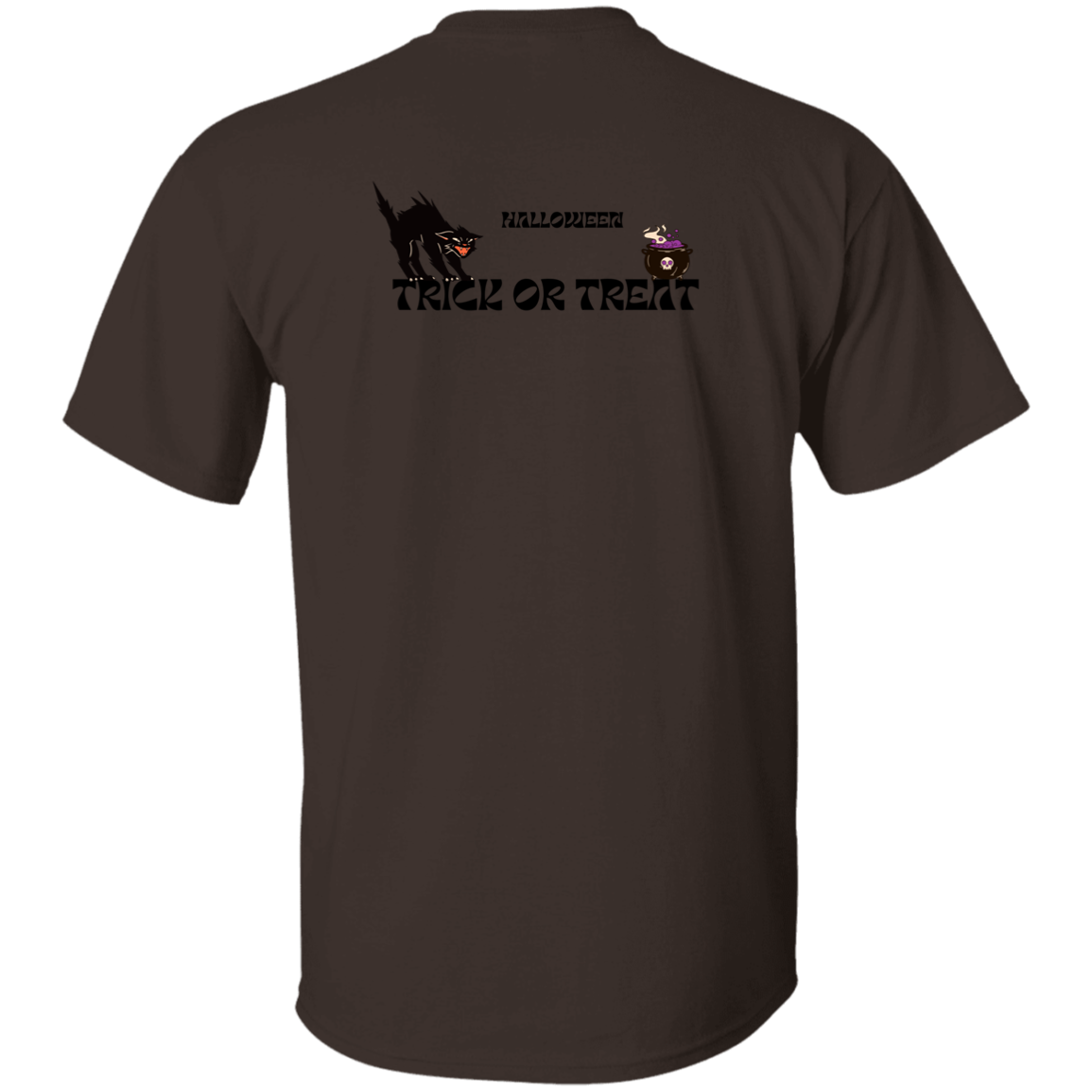 Orange and Black-Cat Halloween Illustrated-T-Shirt