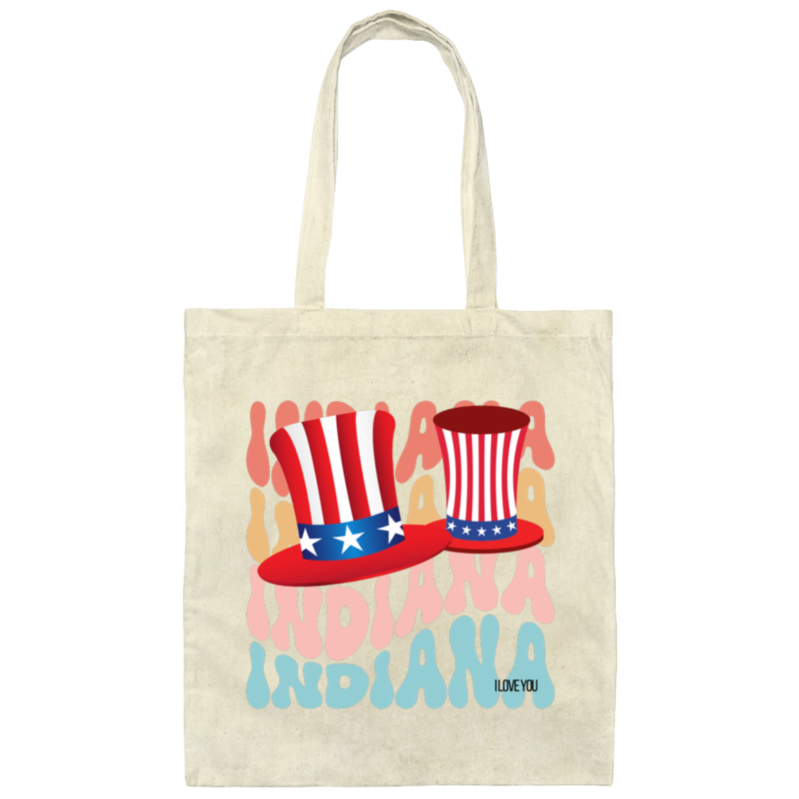 INDIANA STATE Lg. HAT W. FLAG COLOR-Cotton Canvas BAG