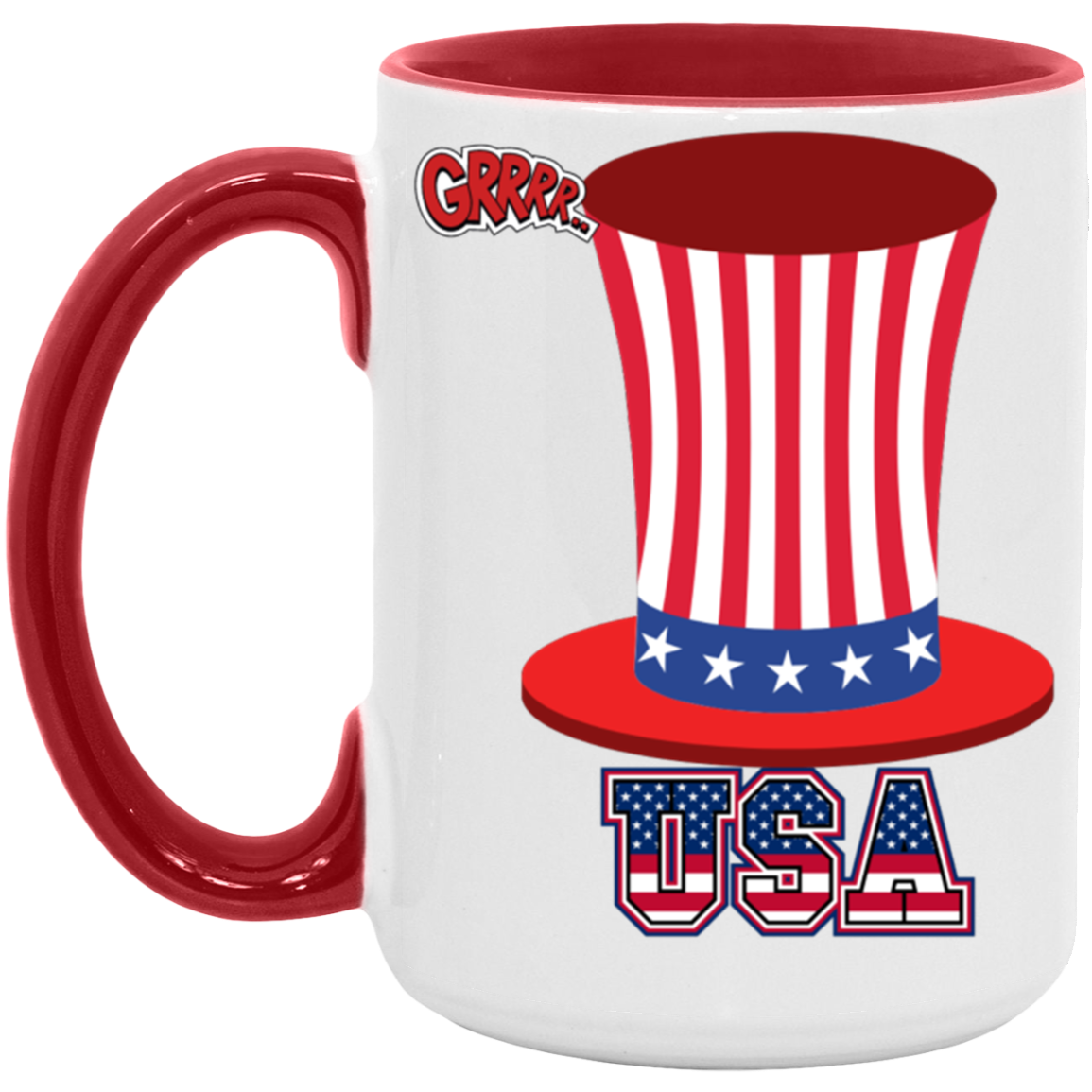 USA HAT LG-FLAG HAT- 15oz. Accent Mug