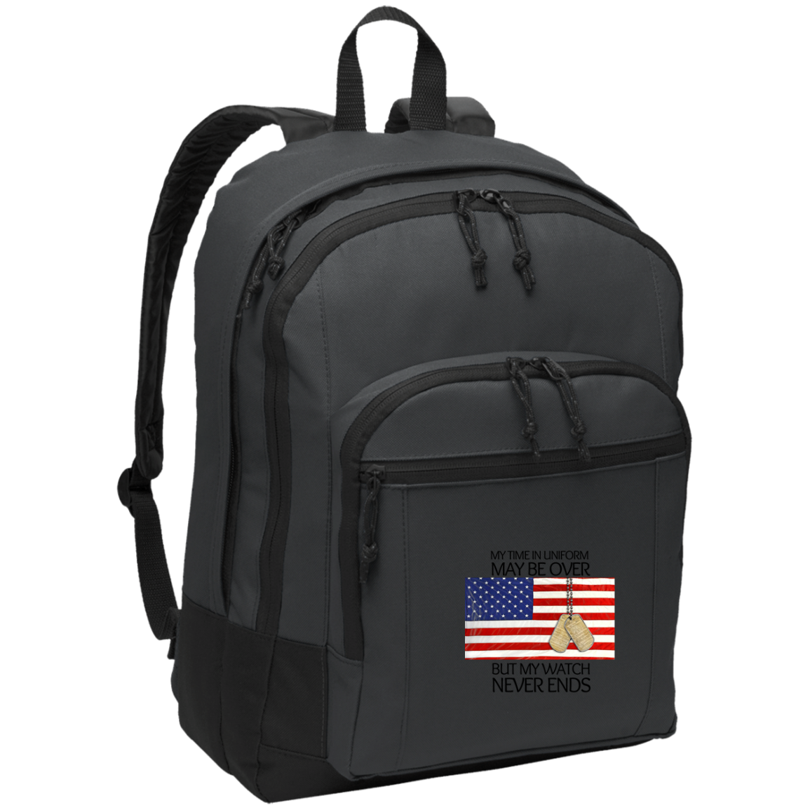 My Time in Uniform May Be Over but My Watch Never Ends-Denier Canvas Padded Backpack Bag
