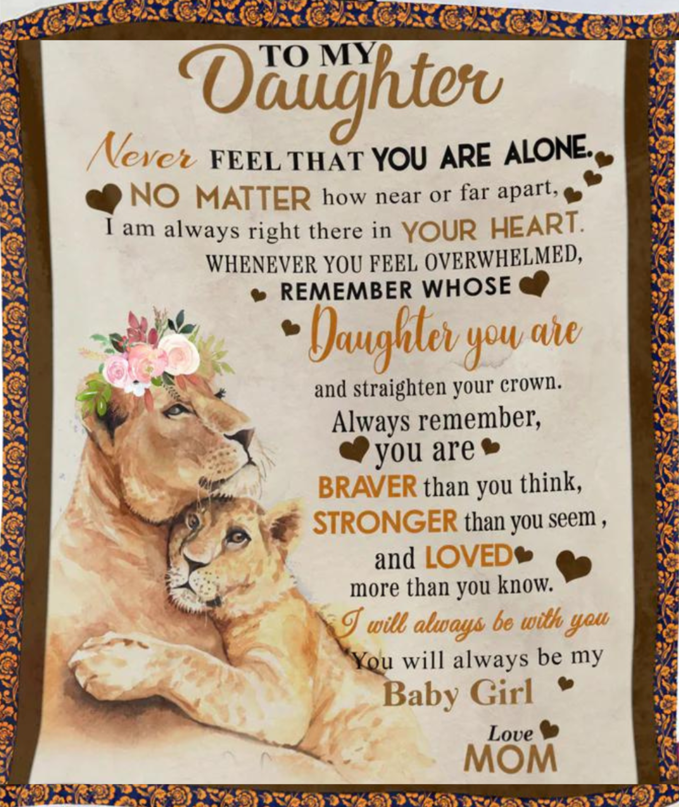 To My Daughter-Naver Feel That You Are -Premium Mink Sherpa Blanket 50x60 SALE price $49.95 USD