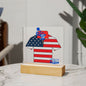I LOVE U DAD-SHIRT W. -FLAG COLOR-Square Acrylic Plaque! ❤
