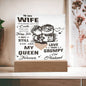 To My Wife Our Home Is Not A-Square Acrylic Plaque