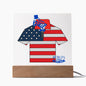 I LOVE U DAD-SHIRT W. -FLAG COLOR-Square Acrylic Plaque! ❤