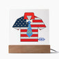 THE BEST DAD EVERY-SHIRT & TIE W. -FLAG COLOR-Square Acrylic Plaque!