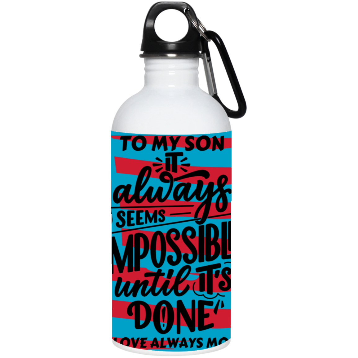 Black White Modern Typography- 20 oz. Stainless Steel Water Bottle