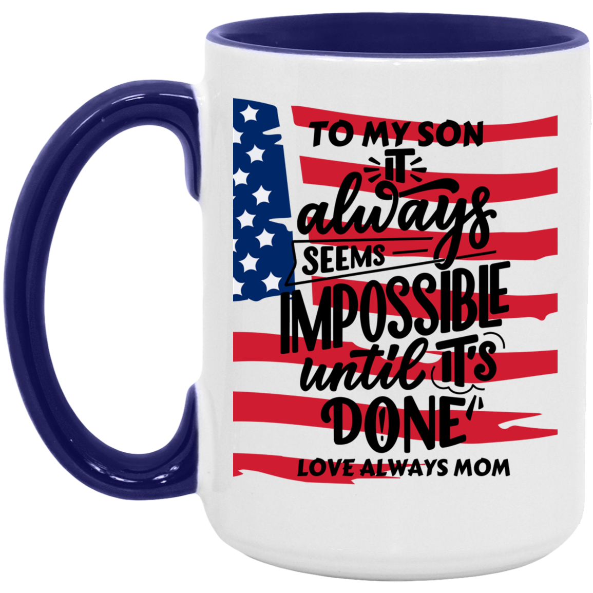 Black White W/Flag 15oz. Accent Mug