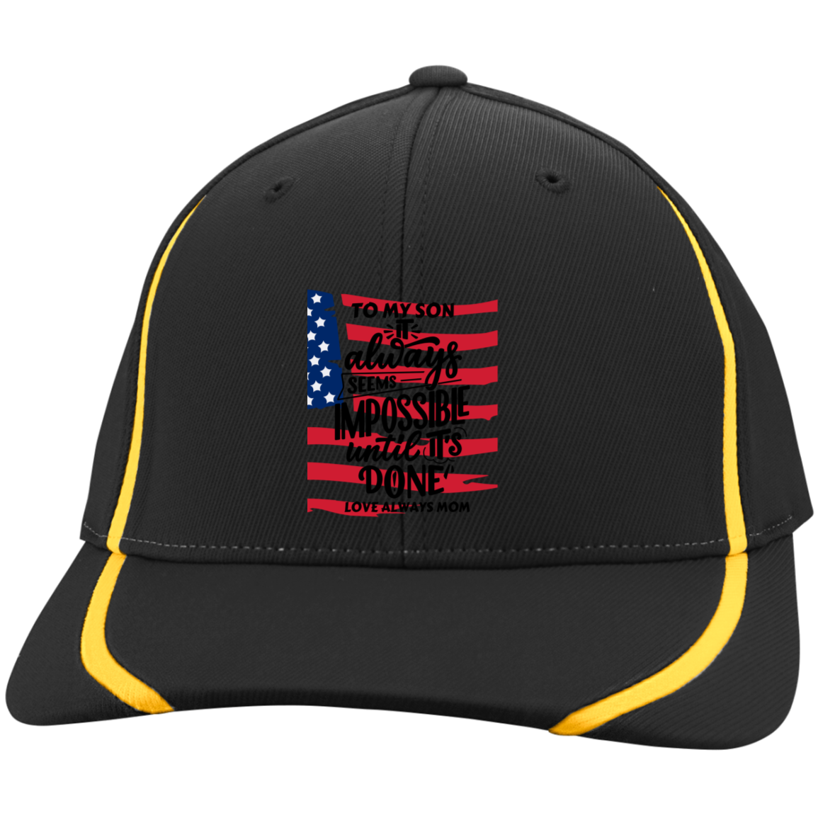 Black White Modern Typography Flexfit Color block Cap