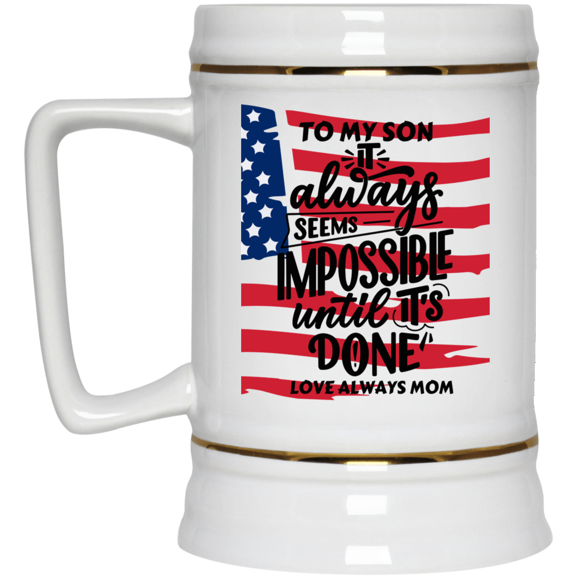 Black White W/ Flag 22oz. Beer Stein Mug