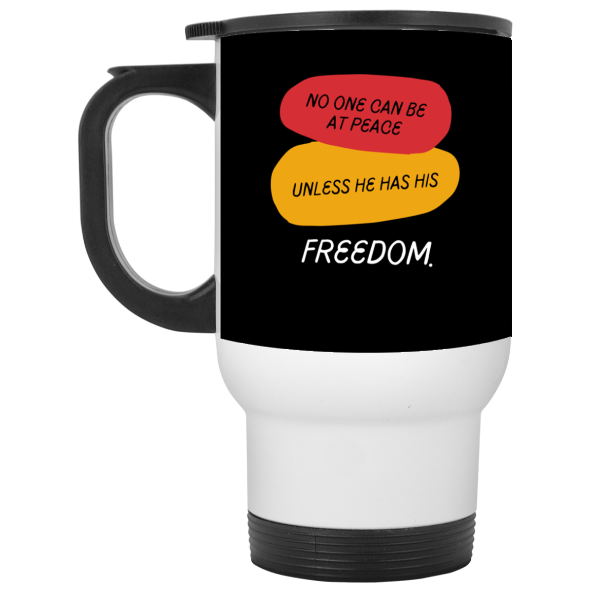 Red Yellow Green Freedom Quotes- Mix Color's Travel Mug