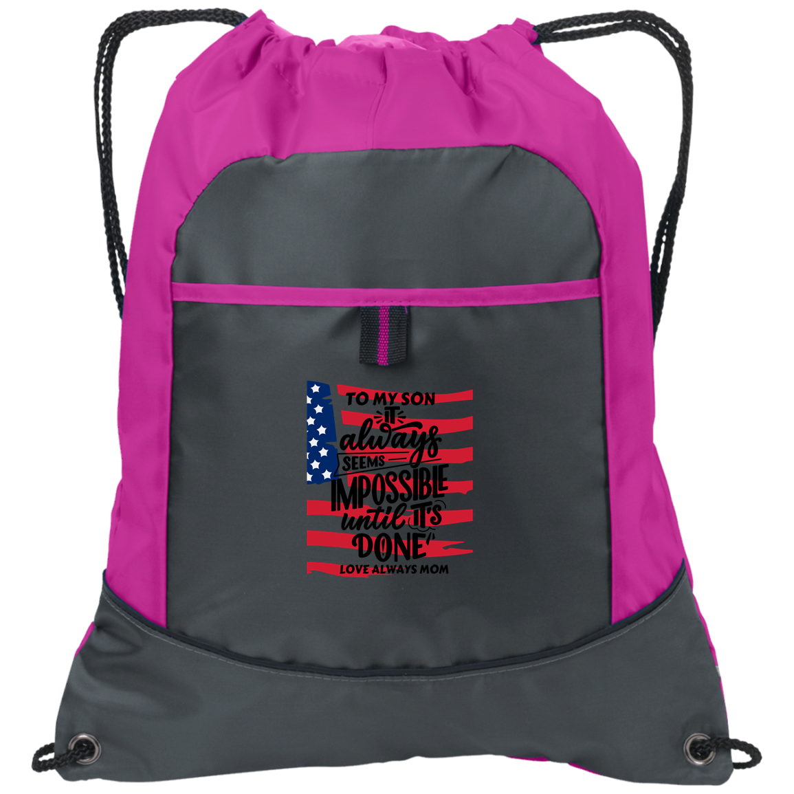 Black White Modern Pocket Cinch Pack Bag
