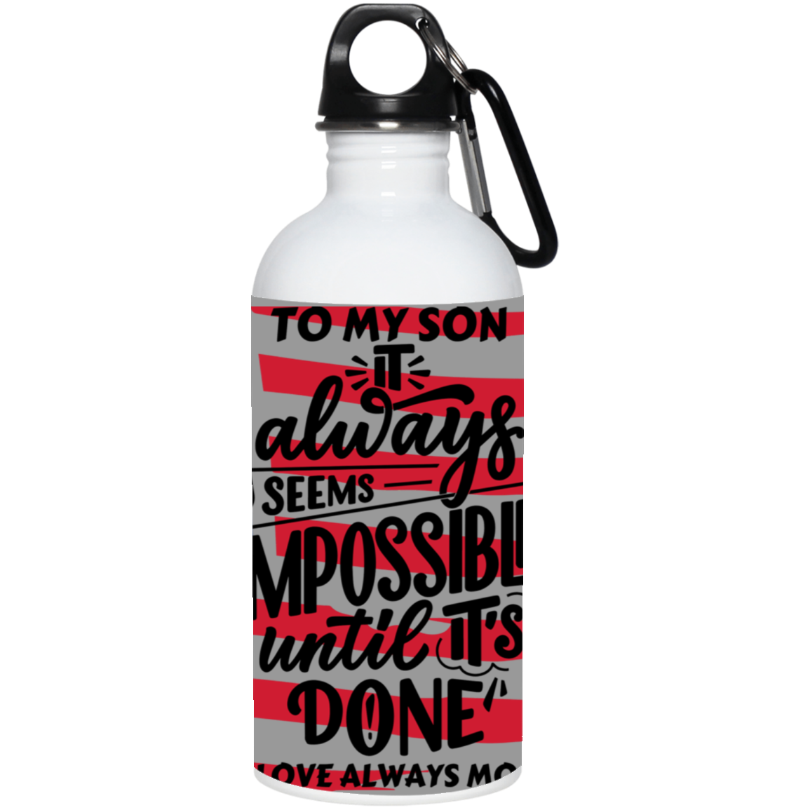 Black White Modern Typography- 20 oz. Stainless Steel Water Bottle