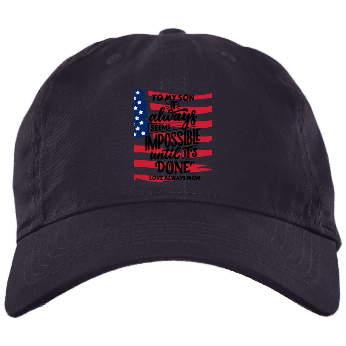 Black White Modern Brushed Twill Unstructured Dad Cap