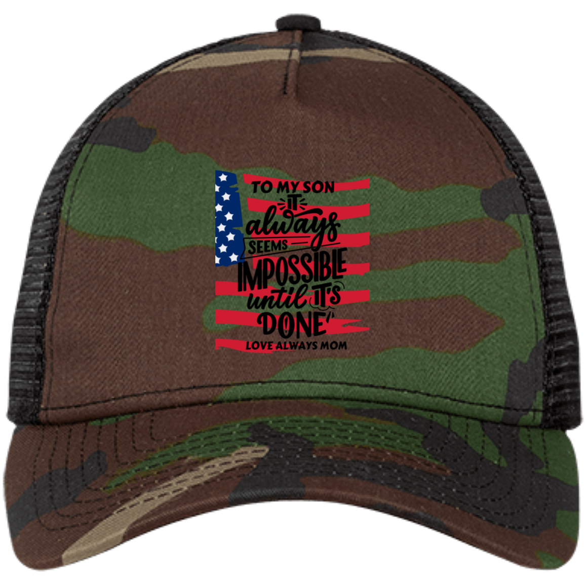 Black White Modern Typography Snapback Trucker Cap