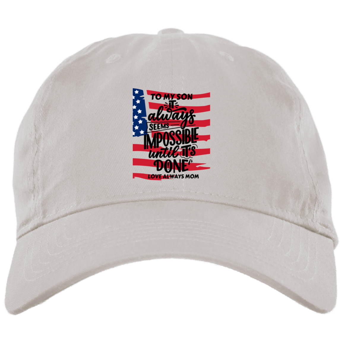 Black White Modern Brushed Twill Unstructured Dad Cap