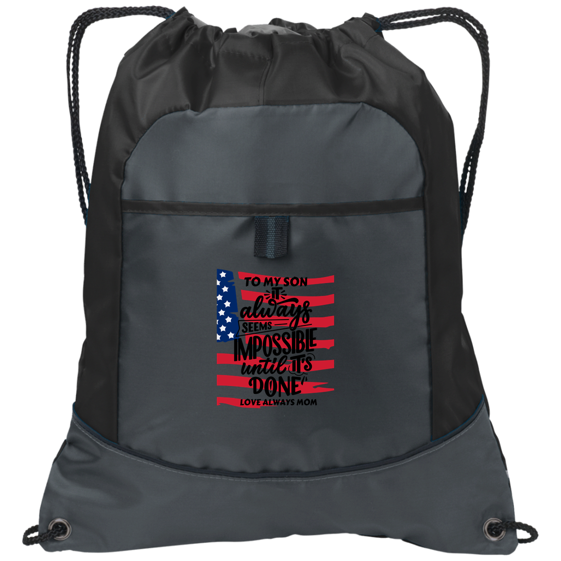 Black White Modern Pocket Cinch Pack Bag