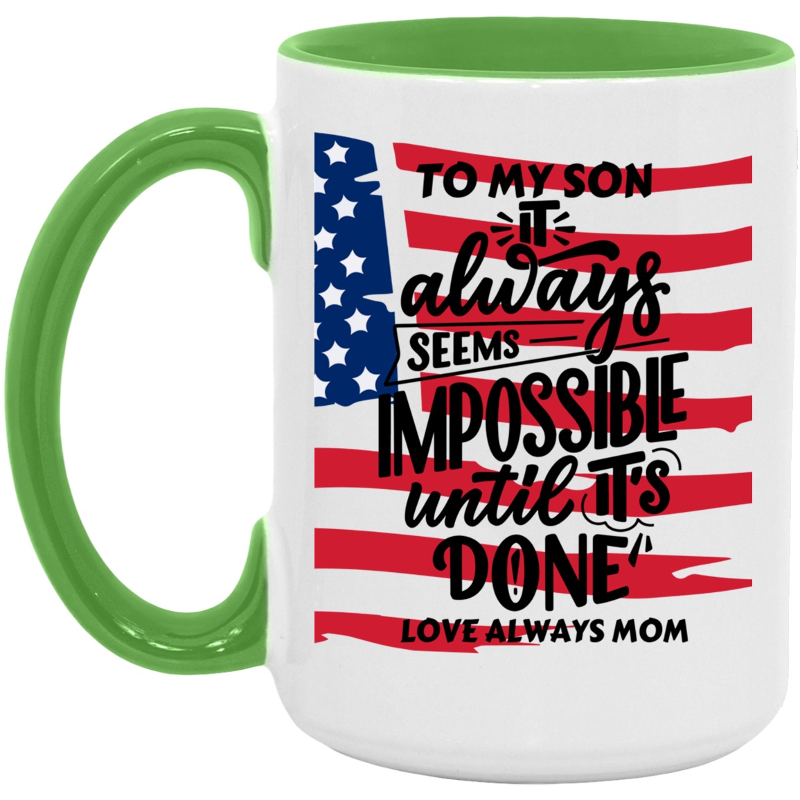 Black White W/Flag 15oz. Accent Mug
