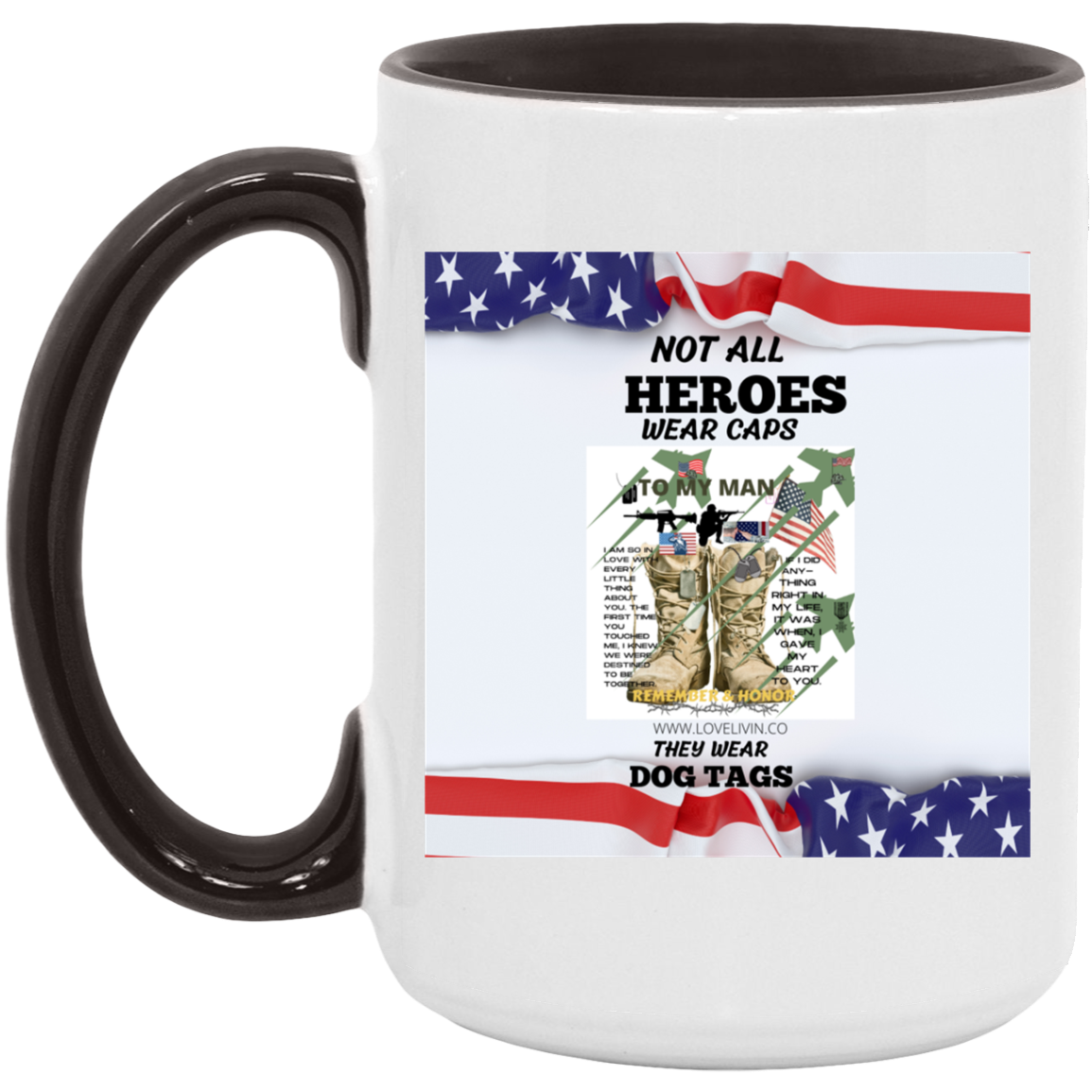 Not All Heroes Wear Hat S/W-Dog Tag15oz. Accent Mug