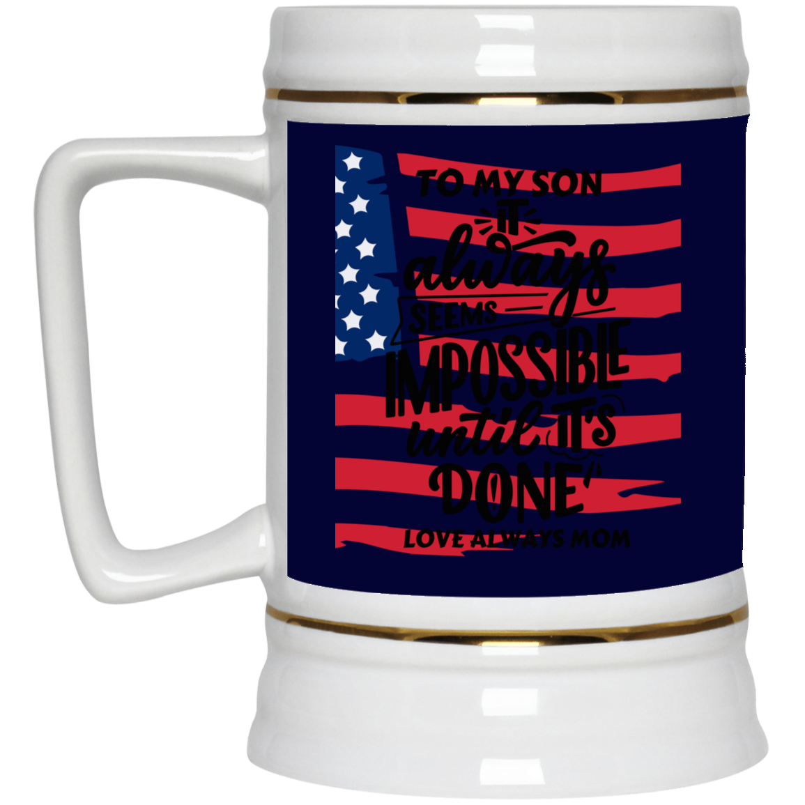 Black White W/ Flag 22oz. Beer Stein Mug