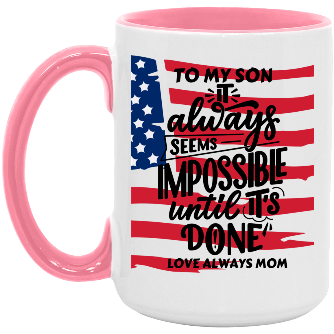 Black White W/Flag 15oz. Accent Mug