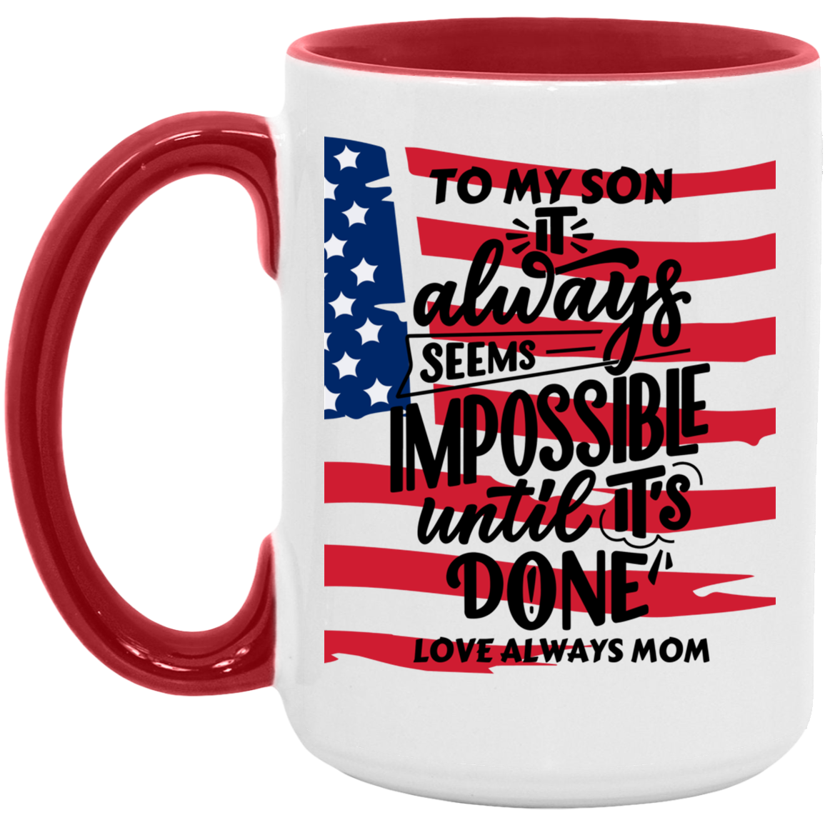 Black White W/Flag 15oz. Accent Mug