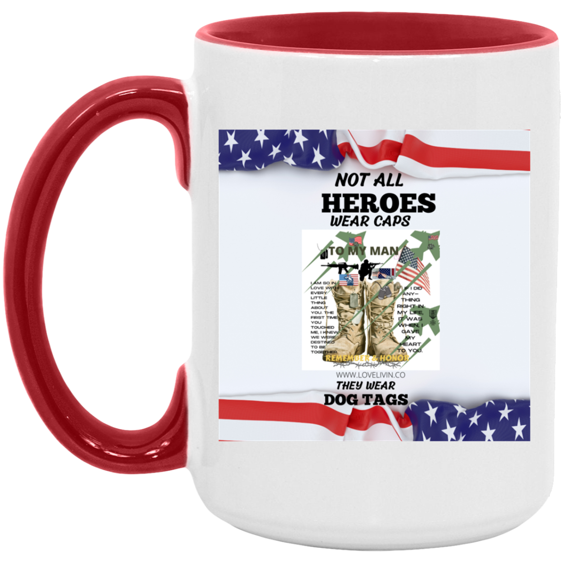 Not All Heroes Wear Hat S/W-Dog Tag15oz. Accent Mug